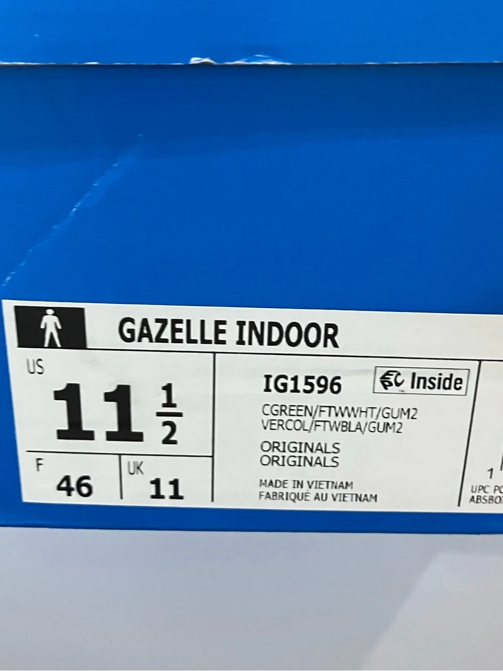 Adidas Gazelle Indoor Collegiate Green Gum Size 11.5